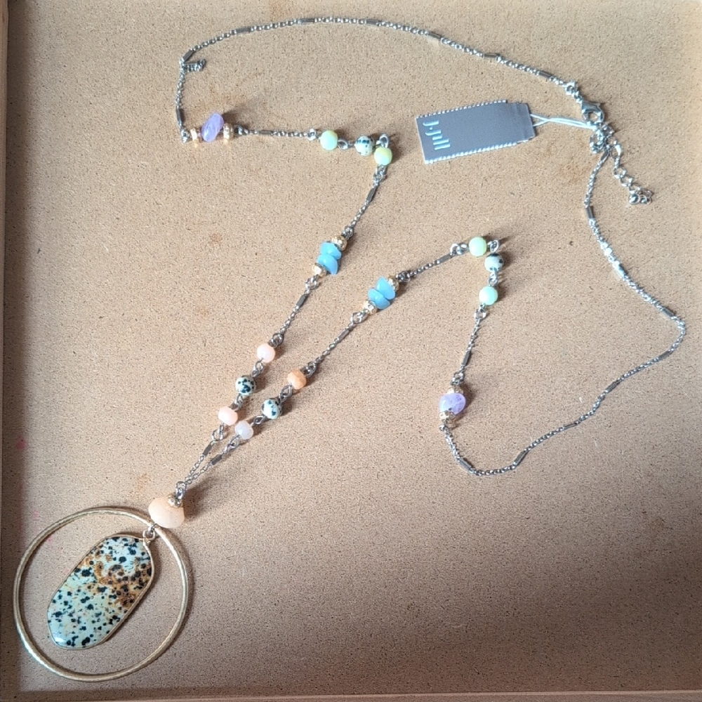 J. Jill Silver Dalmatian Necklace with Multicolor Beads and Gemstones